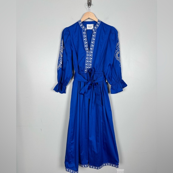 HYACINTH HOUSE Royal Blue with Baby Blue Embroidery Dowling Midi Dress - Picture 7 of 12